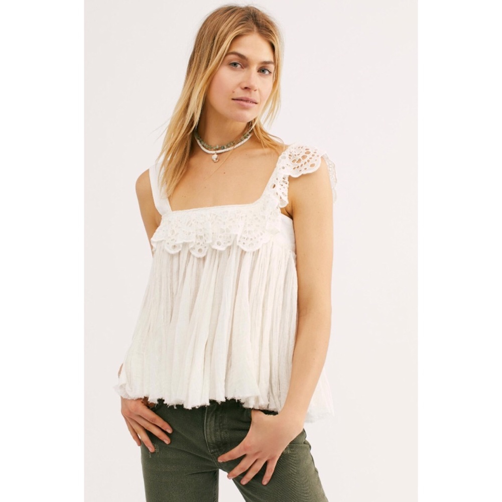 Free People Garden Party Eyelet Swing Top White